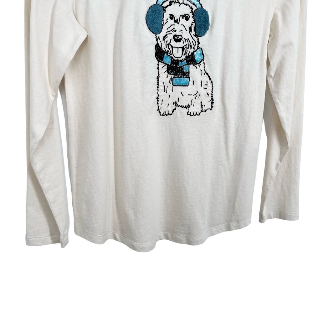 NEW NWT Chicos SMALL US 4/6 0 Christmas Terrier Dog Sequin Winter Shirt Top - Picture 6 of 8